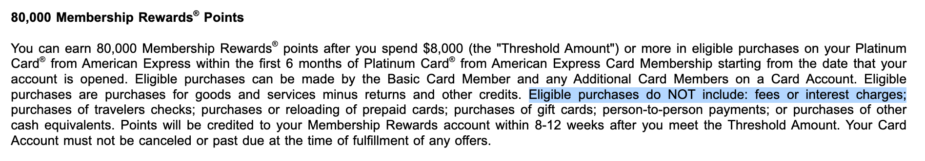 Amex platinum rates and fees